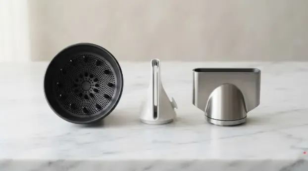 Comparativa visual de accesorios: difusor, boquilla concentradora y boquilla ancha
