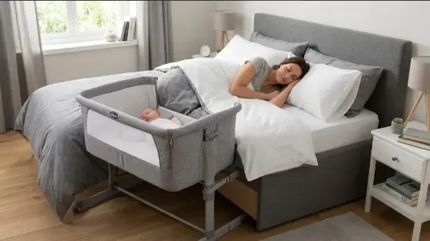 Chicco Next2Me Essential montada junto a la cama
