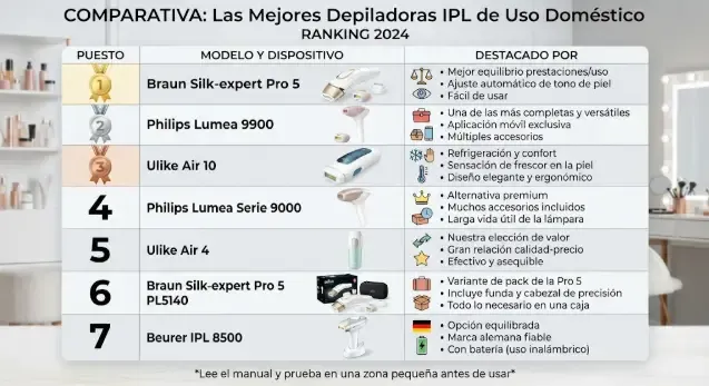 Comparativa de depiladoras IPL para casa