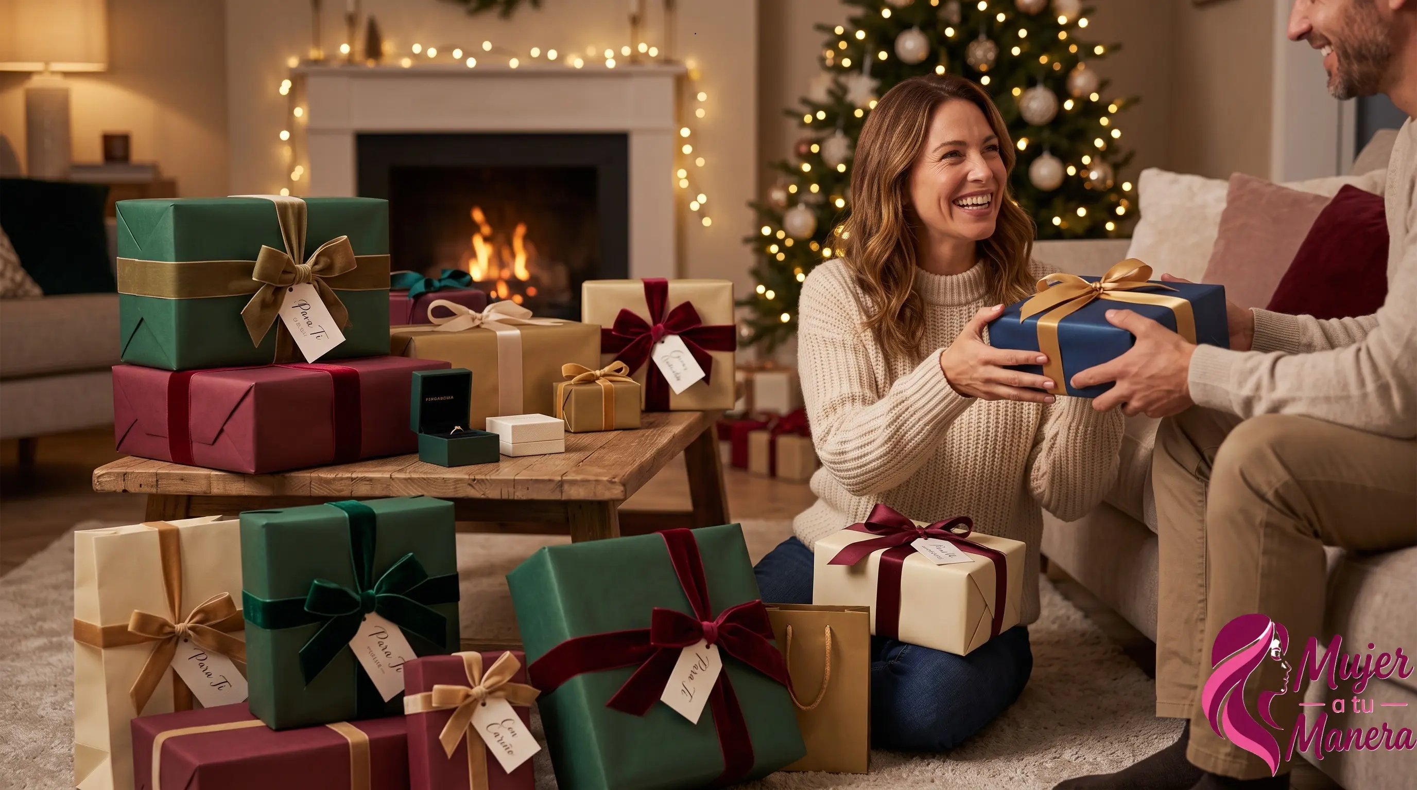 Cajas de regalo envueltas con lazos elegantes sobre una mesa