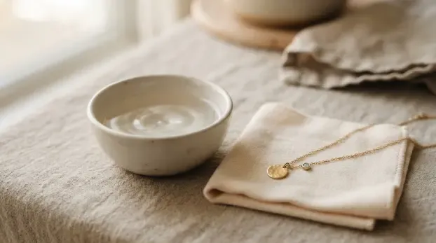 Cómo limpiar joyas de vermeil con paño suave y agua tibia