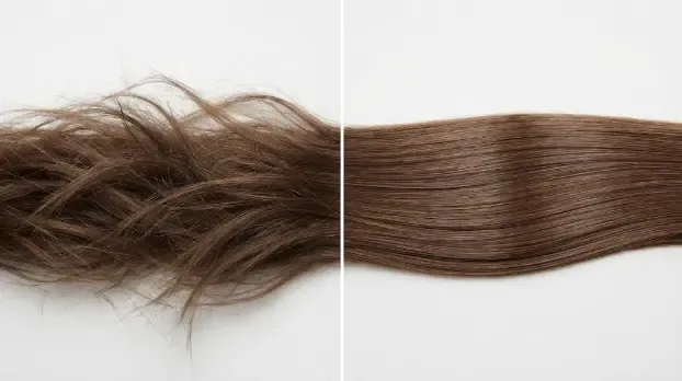 Representación visual de cómo la técnica de secado puede influir en el aspecto del cabello